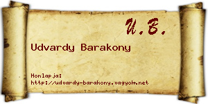 Udvardy Barakony névjegykártya